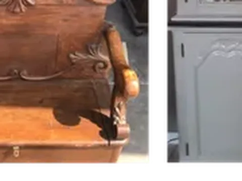 Carved wooden armchair with scrolled arms